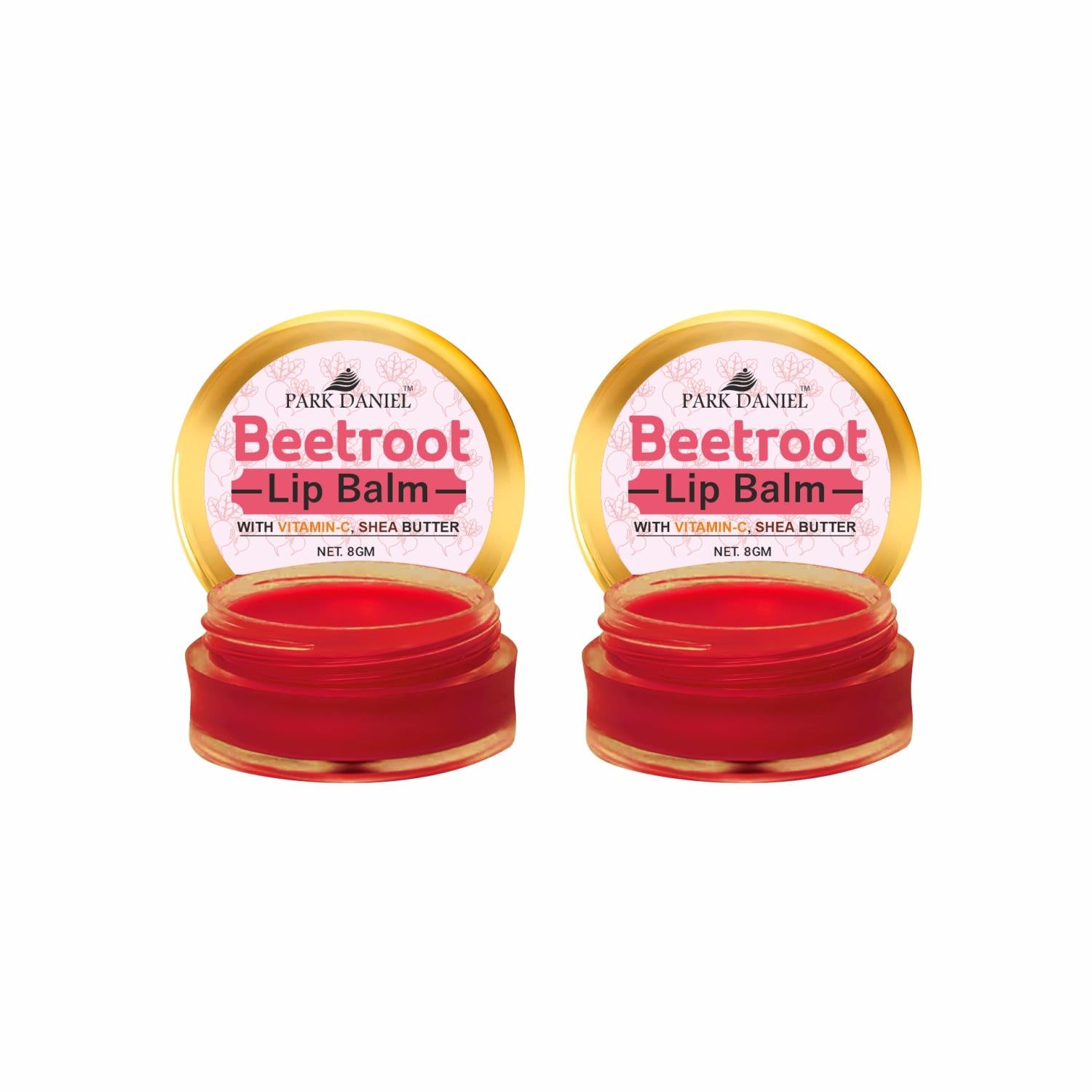 Park Daniel Premium Beetroot Lip Balm - Enriched With Vitamin E & Mango Butter- For Lightening the dark Lips, Lip Care for Dry & Chapped Lips Combo pack of 2 Jars of 08 gms(16 Gms)